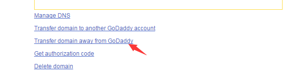 如下图所示，点击Transfer domain away from GoDaddy