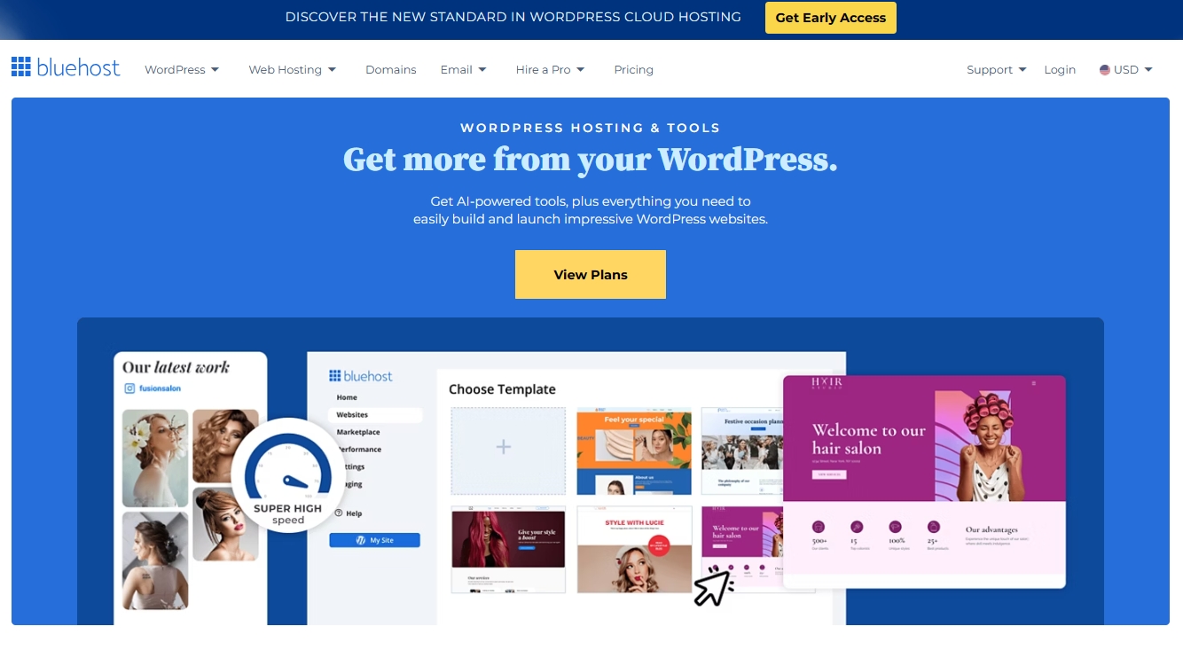 BlueHost WordPress主机促销活动 享高达75%优惠 低至$2.95/月