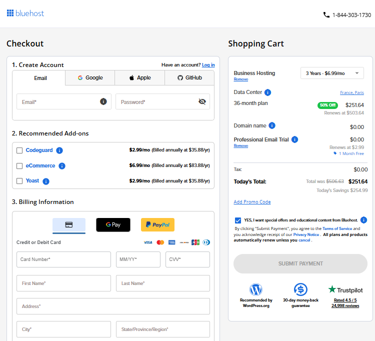 BlueHost WordPress主机购买教程